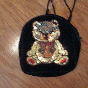 New Dover Kidz velvet backpack purse sequin and beaded christmas bear front